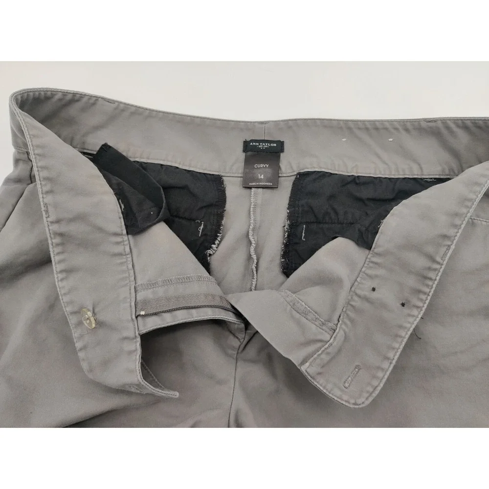Ann Taylor Curvy Gray Cuffed Bermuda Shorts Womens Size 14 Mid Rise Solid Cotton